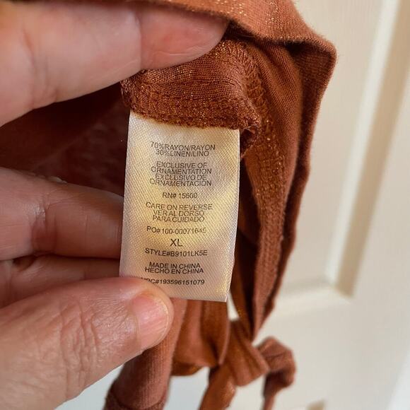 Democracy Rust V-Neck Blouse - Picture 5 of 13